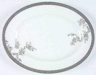 Wedgwood Vera Lace Platinum 14 Oval Serving Platter, Fine China Dinnerware   Ve