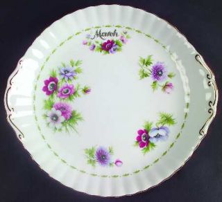 Royal Albert Flower Of The Month (Newer, Montrose) Handled Cake Plate, Fine Chin