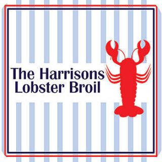 Lobster Boil Stripes Personalized Coasters