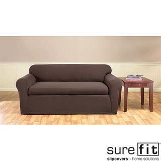 Sure Fit Coffee Stretch Honeycomb 2 piece Sofa Slipcover