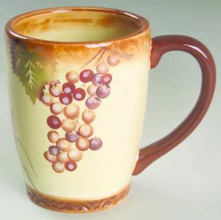 Clay Art Vineyard Mug, Fine China Dinnerware   Grapes,Vine,Leaves
