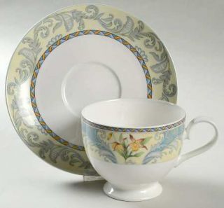 Mikasa Coventry Garden Footed Cup & Saucer Set, Fine China Dinnerware   Maxima,