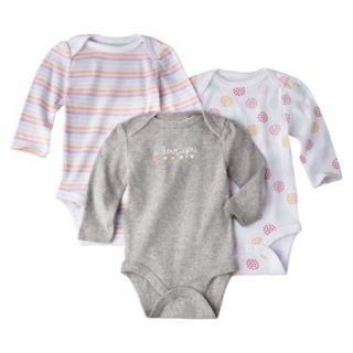 Circo Newborn Girls 3 Pack Long sleeve Bodysuit   Grey/Pink 0 3 M