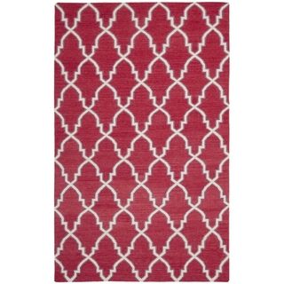 Safavieh Hand woven Moroccan Dhurrie Red/ Ivory Wool Rug (6 X 9)