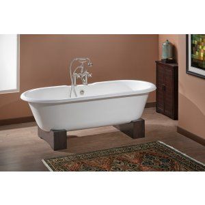 Cheviot 2111 BB FO Regal Cast Iron Bathtub With Wooden Base And Continuous Rolle
