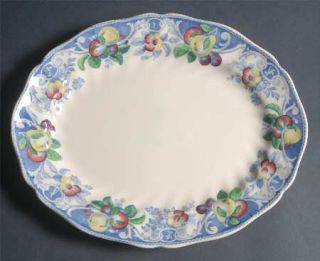 Royal Doulton Pomeroy Blue Multicolor 13 Oval Serving Platter, Fine China Dinne