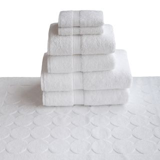 Authentic Hotel And Spa Turkish Cotton 7 piece Towel Set With Circle Design Bath Mat