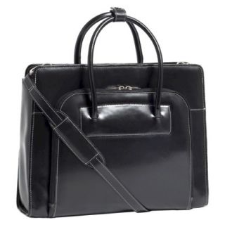 Ladies Leather Laptop Case with Removable Sleeve   Black