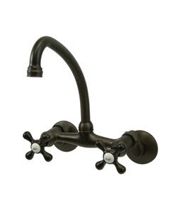 Wall mount Oil rubbed Bronze Kitchen Faucet (Fabricated from solid brass material for durability and reliabilityAdjustable 6  to 8.5 inch spreadDrip free ceramic cartridge system Easy to use swivel spoutStandard US plumbing connections 0.5 inch IPS All mo