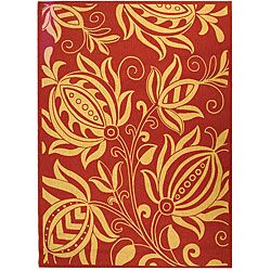 Indoor/ Outdoor Andros Red/ Natural Rug (9 X 12)