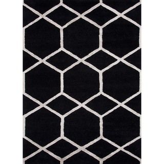 Ebony Modern Geometric Wool/silk Tufted Rug (5 X 8)