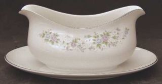 Carlton (Japan) Corsage Gravy Boat with Attached Underplate, Fine China Dinnerwa