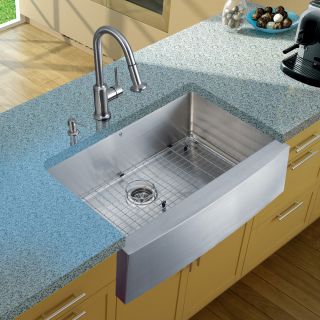 Vigo Farmhouse Stainless Steel Kitchen Sink/ Faucet/ Grid/ Strainer/ Dispenser