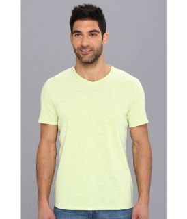Report Collection S/S Yarn Dyed Slub V Neck Mens T Shirt (Green)