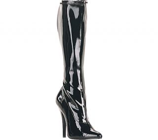 Womens Pleaser Domina 2000   Black Stretch Patent Boots
