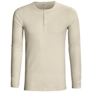 Calida Mix and Match Ribbed Henley Shirt   Stretch Cotton Micromodal(R)  Long Sleeve (For Men)   OFF WHITE (S )