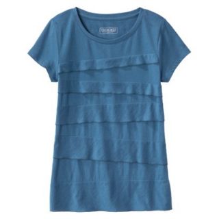 Cherokee Womens Short Sleeve Tiered Top   Deep Turquoise   L