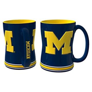 Boelter Brands NCAA 2 Pack Michigan Wolverines Sculpted Relief Style Coffee Mug