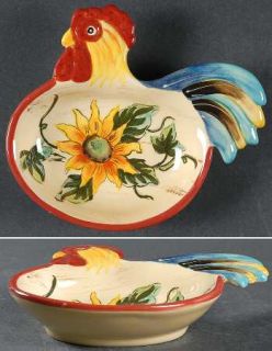 Maxcera Corp Red Rooster Figural Dip Bowl, Fine China Dinnerware   Rooster/Yello