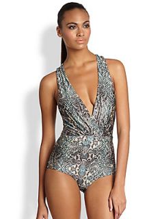 Zimmermann One Piece Vivid Tuck Swimsuit   Snake