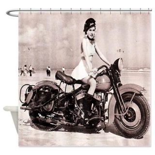  Vintage Chick Beach Biker Shower Curtain  Use code FREECART at Checkout