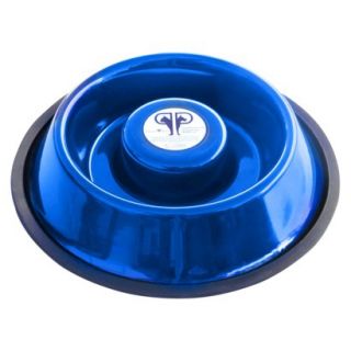 Platinum Pets Stainless Steel Non Embossed Slow Eating Bowl   Blue
