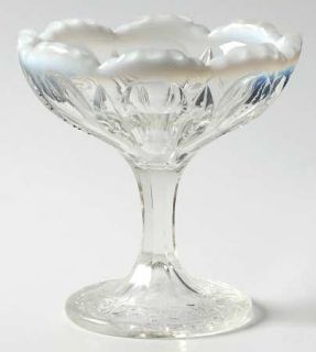 Jefferson Glass Iris With Meander White Opalescen Open Jam/Jelly   White Opalesc