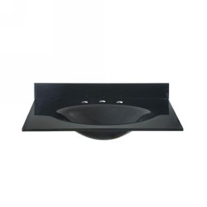 Pegasus PEPBI49B Universal 49 In W. Tempered Glass Vanity Top In Black With Blac