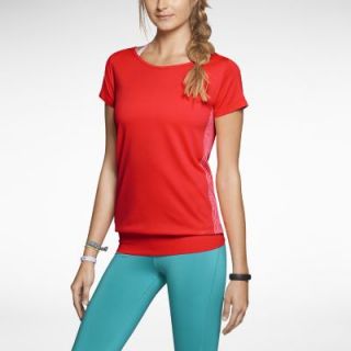 Nike Dri FIT Knit Short Sleeve Epic Crew Womens Training Top   Laser Crimson