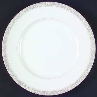 Sasaki China Silver Script Dinner Plate, Fine China Dinnerware   Silver Design R