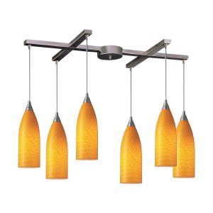Elk Lighting ELK 522 6CN CILINDRO 6 LIGHT PENDANT AND CANARY GLASS