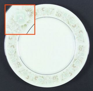 Noritake Paula Dinner Plate, Fine China Dinnerware   Green&Mustard Floral Rim, P