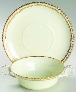 Spode Goldsmith Flat Cream Soup Bowl & Saucer Set, Fine China Dinnerware   Gadro