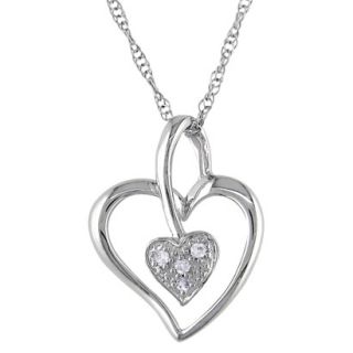 .02 Diamond Heart Pendant 10K White Gold   White/Silver
