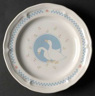 Ten Strawberry Street Moonlight Salad Plate, Fine China Dinnerware   White Geese