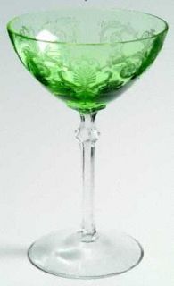 Fostoria Versailles Green Champagne/Tall Sherbet   Stem #5098,Etch #278, Green
