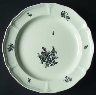 Wedgwood Ludlow Dinner Plate, Fine China Dinnerware   QueenS Shape, Black Flora