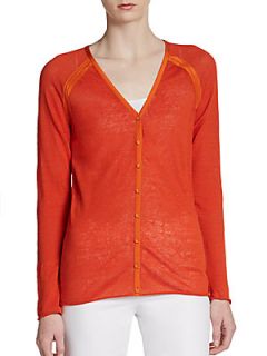 Colorblock V Neck Cardigan   Carrot