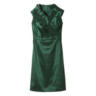 Womens Plus Size Shantung V Neck Ruffle Dress   Green Marker   28W