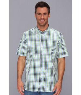 Report Collection S/S Check Button Down Mens Short Sleeve Button Up (Green)