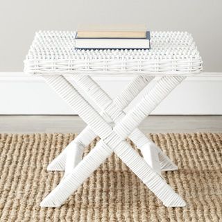 Safavieh Manor White Wicker X bench (WhiteMaterials RattanDimensions 18.9 inches high x 20.9 inches wide x 20.9 inches deepThis product will ship to you in 1 box.Furniture arrives fully assembled )