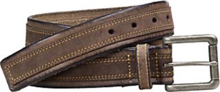 Mens Johnston & Murphy Distressed Overlay   Brown Leather Belts
