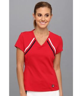 Fila Tradizone V Neck Top Womens T Shirt (Red)