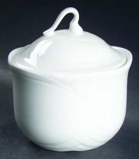 Royal Doulton Profile Sugar Bowl & Lid, Fine China Dinnerware   All White,Emboss