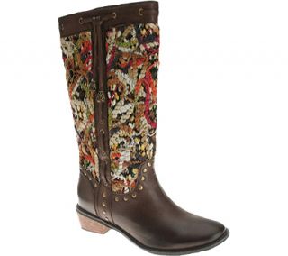 Womens Spring Step Tapestry   Brown Leather Boots