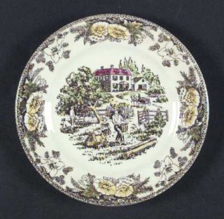 Royal (USA) Fair Oaks Bread & Butter Plate, Fine China Dinnerware   Green&Yellow