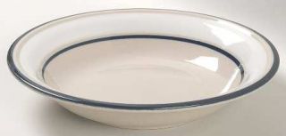 Ranmaru Trend White Coupe Soup Bowl, Fine China Dinnerware   White Band With Blu