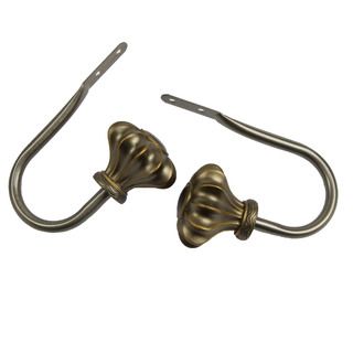 Antique Brass Amor Holdback Pair (BrassMaterials Metal j hook and resin finial The digital images we display have the most accurate color possible. However, due to differences in computer monitors, we cannot be responsible for variations in color between