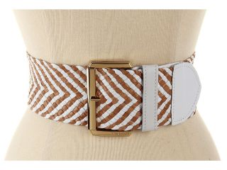 Vince Camuto 2 3/4 Buckle On Woven Goat Panel Womens Belts (White)
