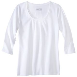 Womens Refined 3/4 Sleeve Scoop Tee   White   L